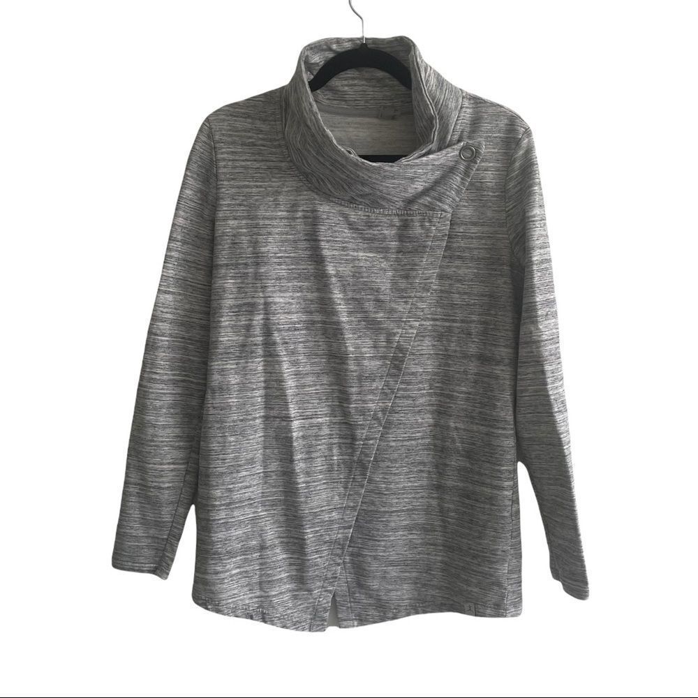 DANSKIN Asymmetrical Sweatshirt Sweater Jacket Gray M